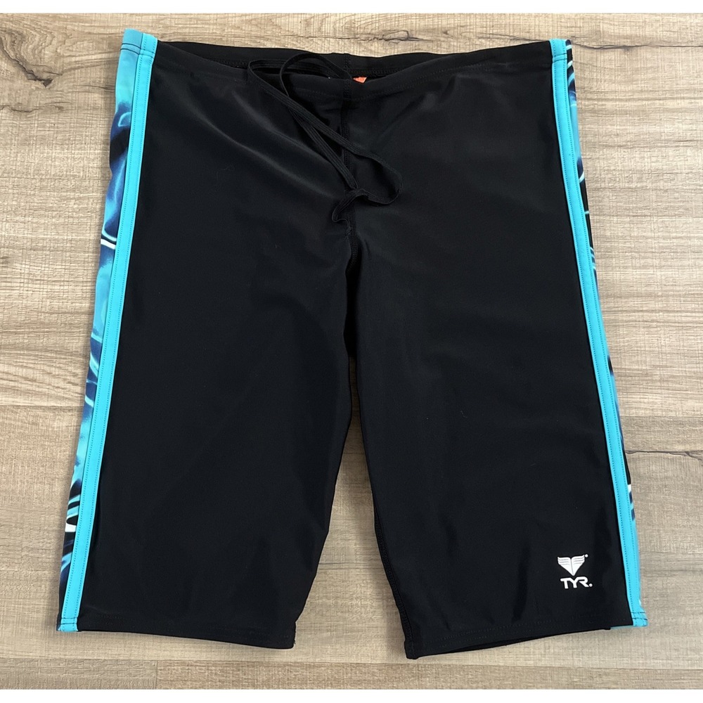 TYR Durafast Elite Zyex Mens Jammer Black/blue Swimwear  SZ 36